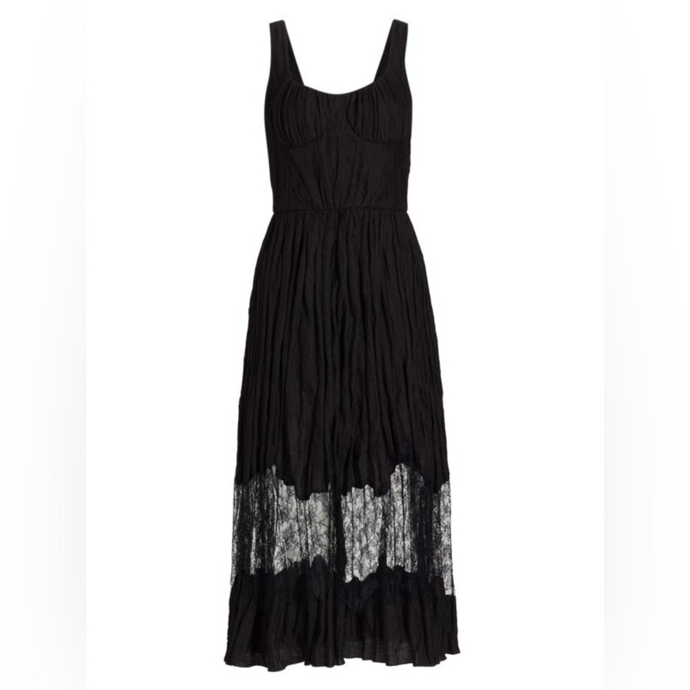 NEW Jason Wu Black Cotton-Silk Blend Crinkle Dress - Picture 2 of 7